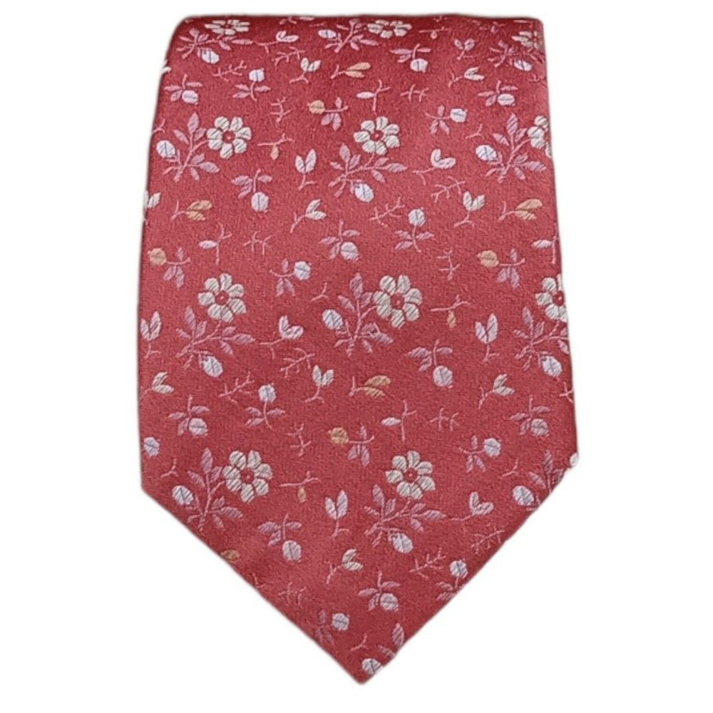 KENZO HOMME Salmon Floral Silk Tie ITALY 61"/ 3.8" EC